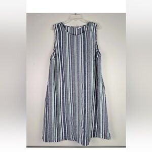 Liz Claiborne shift striped dress medium linen blend knee length. NWOT